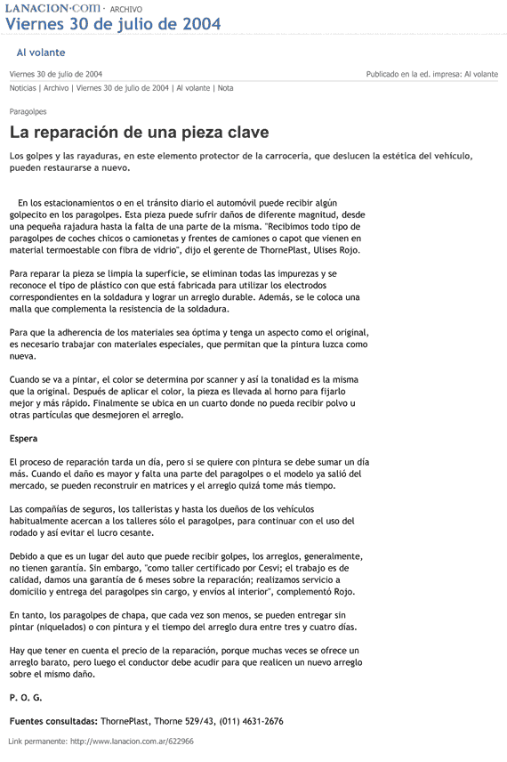 Recorte de prensa de La Nación